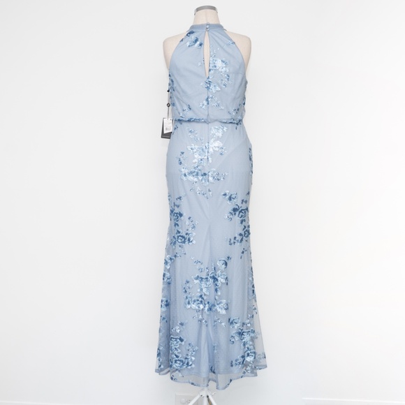 Adrianna Papell - Sleeveless Floral Sequin Lightweight Mesh Gown - Picture 5 of 12